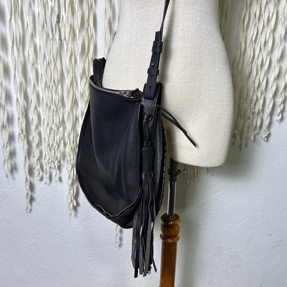 All Saints Black Pebbled Leather Mori Convertible Shoulder Bag /Satchel - Picture 3 of 16